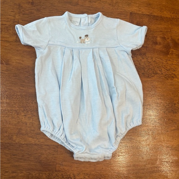 Squiggles Light blue striped 100% Pima cotton gray dog bubble size 6-9 months - Picture 1 of 8